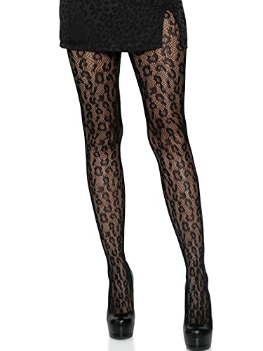 Leg Avenue Leopard net tights negro para tus noches de fiesta y eventos