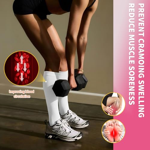 Image of Sooverki Compression Socks for Women & Men 6 Pairs is Best Supportive Knee High Stockings for Circulation, Travel, Nurses