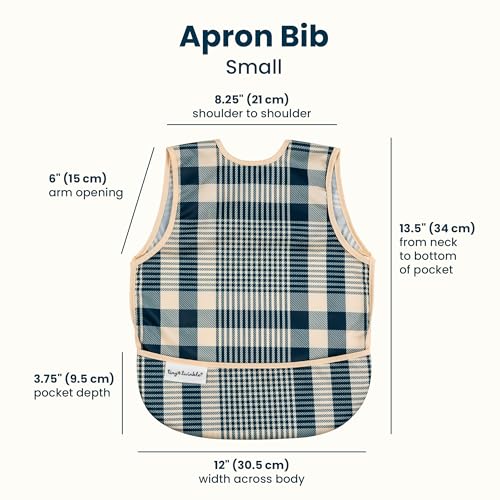 Image of Tiny Twinkle Mess Proof Baby Bib for Girls | Waterproof Toddler Bib for Eating | Baby Apron for Feeding | Machine Washable | Perfect Shower Gift (Gingham, 6-24M)
