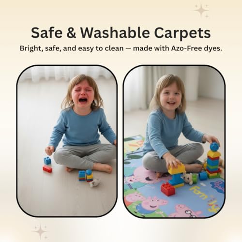 Image of Athom Living Peppa Pig Family Runner Carpet, 2x4.5 ft, Anti-Skid Backing, Perfect for Kids Bedroom and Playroom