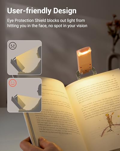 Image of DEWENWILS USB Rechargeable Book Light for Reading in Bed, Clip-on LED Reading Lamps Portable Bookmark Lights for Kids, Book Lovers, Warm White, Brightness Adjustable for Eye Protection (Mocha)