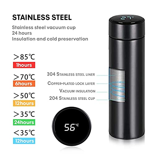 TMG Travel Mug,Termo Taza 500ML,Taza de Viaje,Térmica de Doble Pared,Frasco de Vacío de Acero Inoxidable,Pantalla LED… - Imagen 4