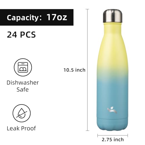 Image of Konokyo 24 Pack 17 oz Insulated Stainless Steel Water Bottle