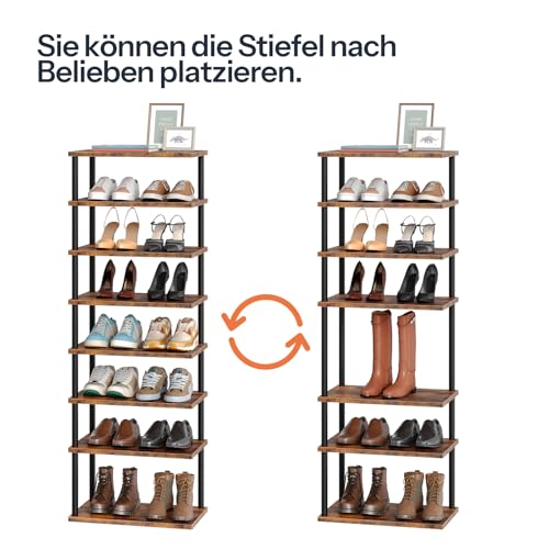 HOOBRO Vertikales Schuhregal, 8-lagiges Schuhregal, schmales Schuhablage, Schuhschrank, Schuhständer, Verdrehstruktur, für Eingang, Flur… – Ansicht 4