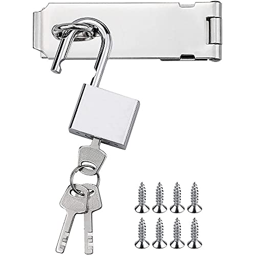 Cerrojo Puerta Acero Inoxidable, 2 Piezas Cerrojo Candado, Cerrojo Candado Puerta, Pestillo Puerta Cobertizo, Cerrojo Candado Acero Inoxidable, con Tornillos, para Puerta, Ventana, Armario, Plateado Cover