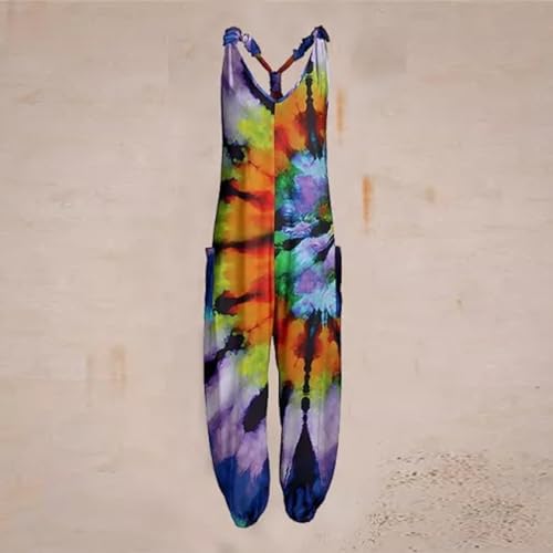 OIOLOYJM Summer Plus Size Boho Overalls for Women 2025 Fashion Jumpsuits Loose Fit Rompers Floral Printed Baggy Harem Pants