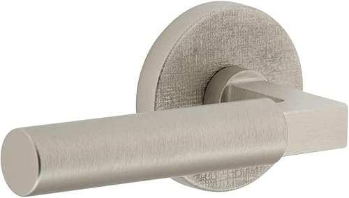 Viaggio 624335 Roseta de lino de níquel satinado Circolo Privacidad con palanca suave Contempo para diestros, respaldo 2-38 pulgadas
