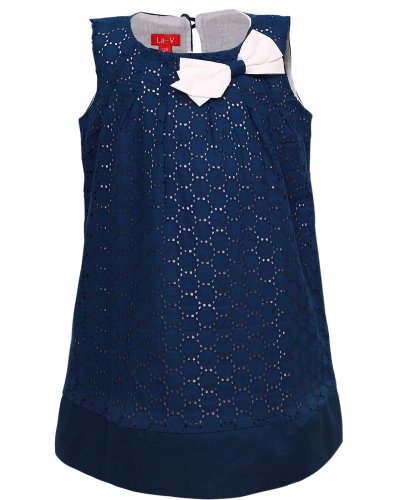 Vestido de niña azul con tejido suave para 3 años