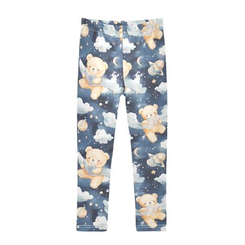 Cute Bear Cloud Space Girls Leggings Soft Stretch Workout Yoga Dance Pants for Kids Casual Tights