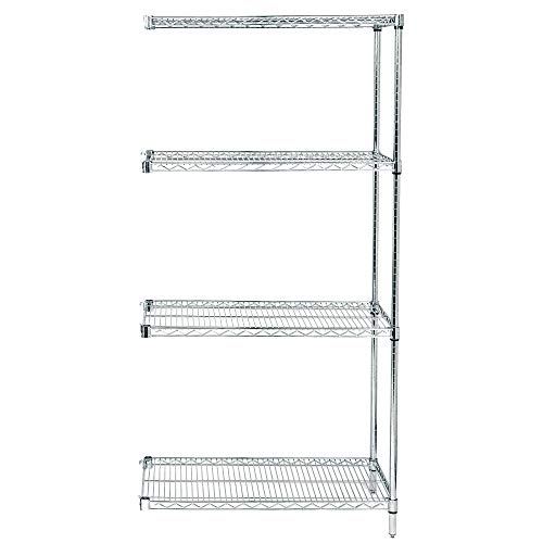 Aviditi 4Shelf Chrome Wire Shelving Rack AddOn Unit, 72 x