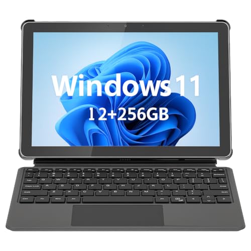 AWOW Windows 11 Tablet with Keyboard: 10.1" in-Cell Display Tablet PC, Mini Laptop 2-in-1, Intel N150, 12GB RAM 256GB SSD, PD 36W Fast Charging, WiFi 6, BT 5.0, HDMI, Type-C, 8MP+5MP Camera