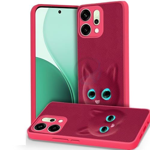 Image of AESTMO Back Case Cover for Oppo Reno 14 5G Back Cover | 3D Cat Cover | Leather Finish | Full Body Protection | Camera Protection Back Cover for Oppo Reno 14 5G (Pink)
