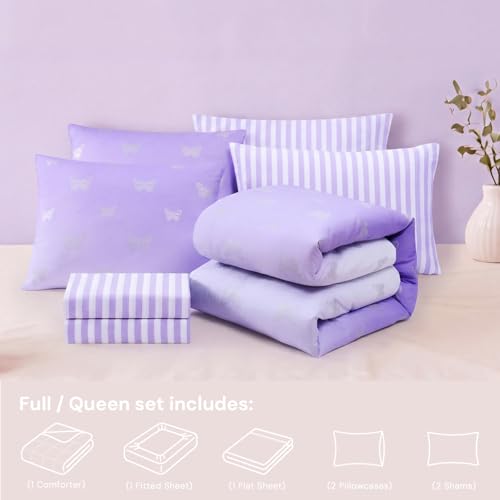 Image of Queen Comforter Set with Sheets for Girls-7 Pieces Queen Bedding Sets
