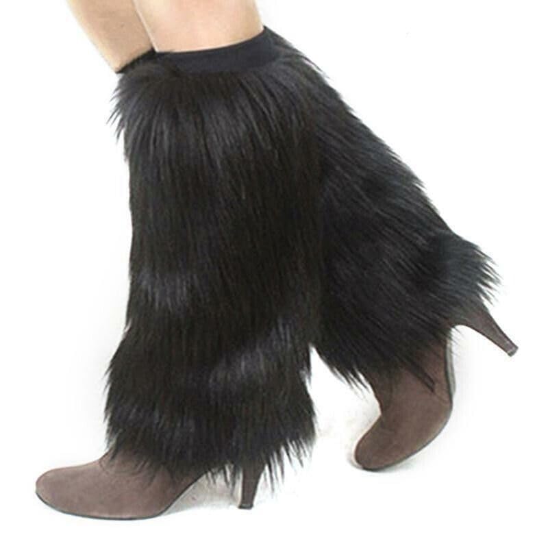 One Pairs 40cm Ladies Fashion Boot Cuff Fluffy Soft Furry Faux Fur Leg Warmer Boot Toppers
