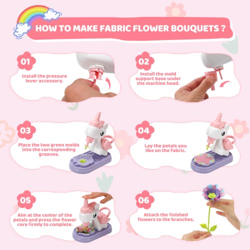 Leweply 2-in-1 Flower Bouquets Toys for Kids 3-12, Flower Making Kit for Girls 4-6, DIY Fabric Flower Craft for Ages 5-7, Playdough Flower Educational Activity Arts & Crafts Birthday Gifts 8 9 10 11 - Image 3