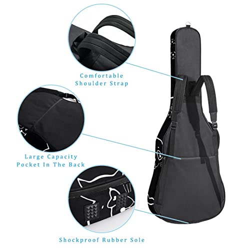 Housse de transport rembourrée en tissu Oxford imperméable avec bandoulière réglable Motif chats noirs et blancs - Les Beatles, Paul McCartney, John Lennon, RIngo Starr, George Harrison Housse de transport rembourrée en tissu Oxford imperméable avec bandoulière réglable Motif chats noirs et blancs – Image 4
