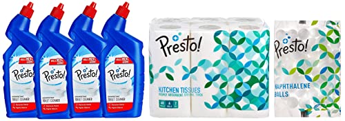 Image of Amazon Brand - Presto! Disinfectant Toilet Cleaner - 1 L (Pack of 4) & Presto! 2 Ply Kitchen Tissue /Towel Paper Roll - 6 Rolls & DIGITEK (DCB 001) Waterproof Camera Bag, Lightweight DSLR Backpack