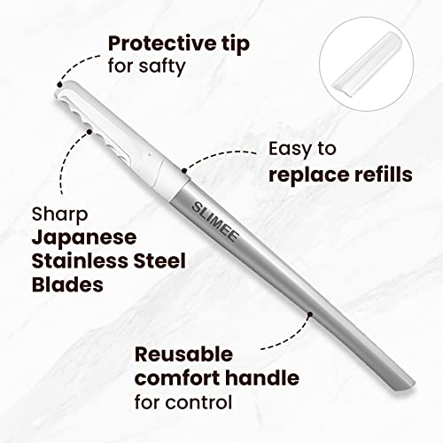 Slimee Dermaplaning Tool With 15 Blade Refills, Dermaplane Razor, Face Razors For Women, Eyebrow Razor, Exfoliating Microblades For Face, Facial Razor For Women Face Peach Fuzz Facial Hair Removal #TOP4