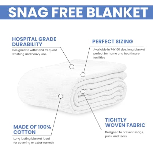 Linteum Textile Supply Thermal Snagless Spread Blanket White (74x100)