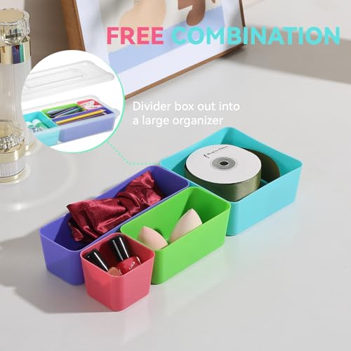 Image of 4 Pack Small Plastic Storage Organization Container with Dividers Removable Tray with Latch, Craft Storage Box, Snack Organizer is suitable for holding chocolates, cookies, paint brushes, puzzles