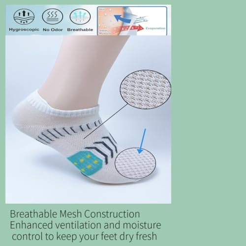 Womens Workout Socks-Anti-Sweat Cushioned Ankle Socks for Gym Running Training 4 Pairs4