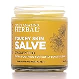 Natural Touchy Skin Healing Salve, Eczema Cream, Intensive Moisturizer for Sensitive Skin, Paraben Free Eczema Lotion with Organic Calendula and Coconut Oil