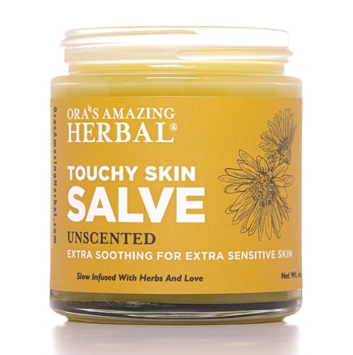 Touchy Skin Salve, Eczema Cream for Kids and Adults, Natural Sensitive Skin Treatment, Itch Cream, Calendula Ointment, 4 oz