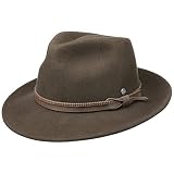 LIERYS Crushable Bogart Wollfilzhut - Stilvoller Fedorahut wasserabweisend für Damen/Herren - Made in Italy - Unifarbener Hut mit Hutband - 100% Wollfilz - Filzhut Herbst/Winter Oliv M (56-57 cm)