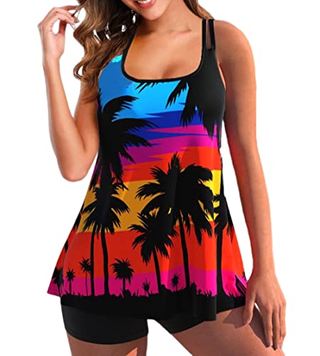 Poplatok Maillot de bain 2 pièces pour femme - Grande taille - Imprimé noix de coco - Tendance - Pour la plage et les vacances