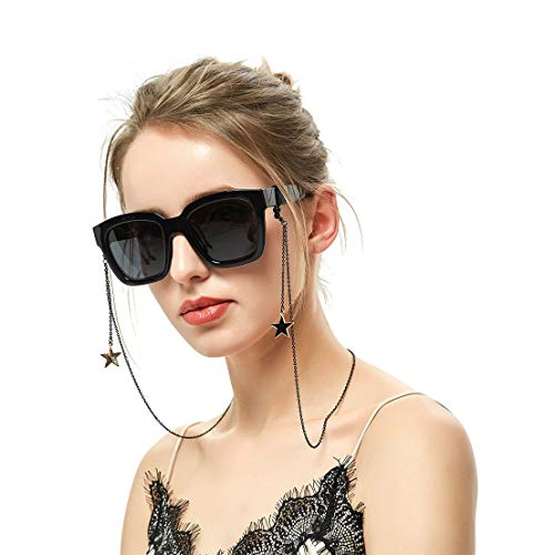 Chaîne de lunettes rétro en métal noir pour femmes et hommes