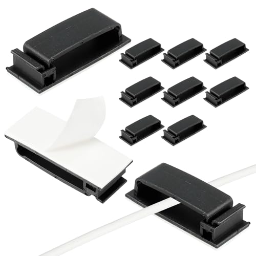 PATIKIL 20Pcs 6MM Clips Adhesivos para Cables Negro | Soporte para Cables de Pared, Organizador de Cables para Oficina, Hogar y Bajo Escritorio miniatura 1