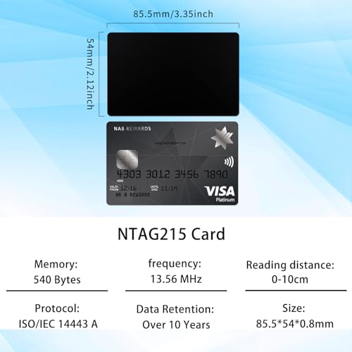 Image of 10pcs Rewritable NFC Tags Ntag215 NFC Cards Programmable NFC Business Card 504 Bytes Memory NFC Tag for Easy Convenient Functionality Compatible with TagMo and NFC Enabled Phones, Black