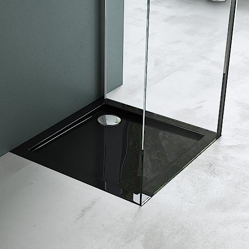 Mai & Mai Piatto Doccia 75x75x4cm, Piatto Doccia Quadrato Faro1 in Acrilico, Nero