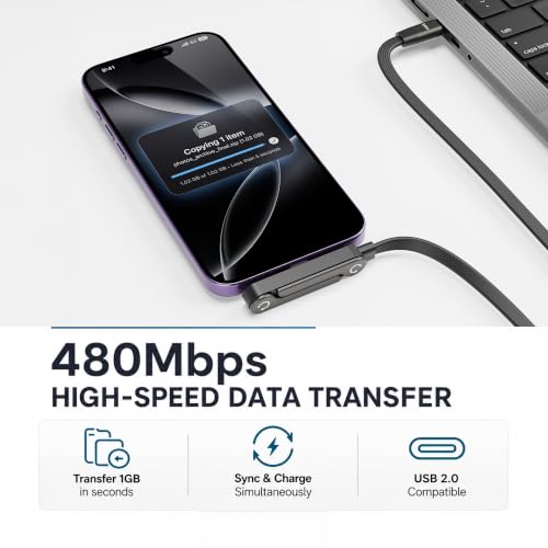 Image of Type C to C Fast Charging Cable, USB-C, 240W, Braided, 1.5M