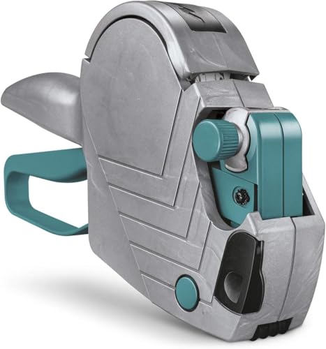 Original Meto Basic S Preisauszeichner Set – Preis, Datum, MHD (1-zeilig, 8-stellig für 22 x 12 mm Etiketten, sofort einsatzbereit), 1x Handauszeichner, silber-teal
