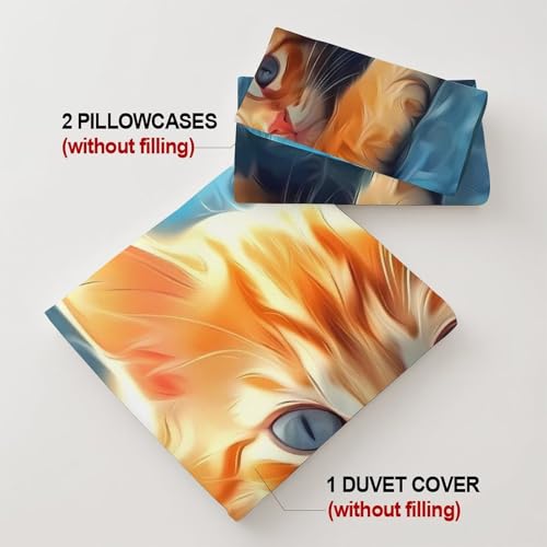 Drap housse chat roux microfibre literie chambre protège-matelas - 8