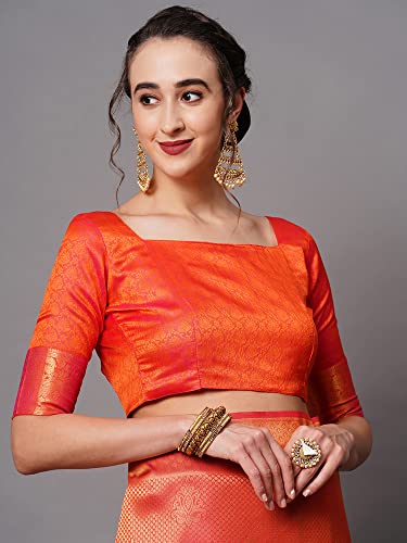 Image of AKHILAM Women's Banarasi Silk Woven Design Saree With Unstitched Blouse Piece (KUNT1880 Parent)