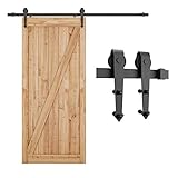SMARTSTANDARD 6.6ft Sliding Barn Door Hardware (Black) (Arrow Shape Hangers) (1 x 6.6 Foot Rail)