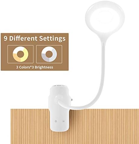 LACOKI LED Reading Light, 28 LEDs USB Rechargeable Reading Lamp, 3 Color x 3 Brightness Clip On Light with Safety Switch, Eye Protection Book Light for Reading in Bed, Touch Control Clip Desk Lamp