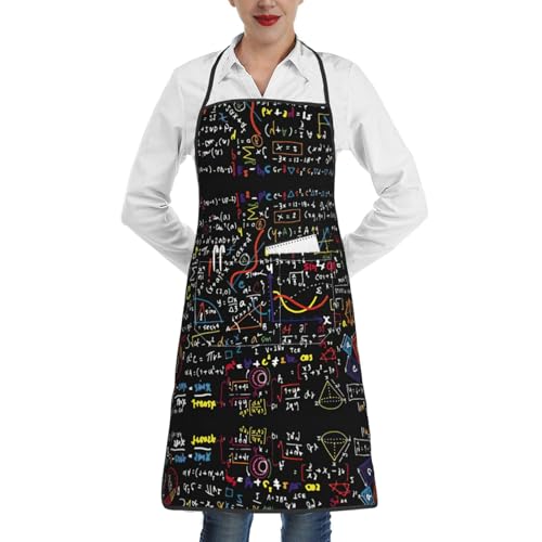 Cintura adattata: i grembiuli da cucina con stampa matematica da uomo hanno cinture regolabili che possono essere facilmente modificate per adattarsi a diverse forme del corpo, garantendo un'esperienza di utilizzo più confortevole e senza problemi per gli uomini. ​