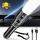 Super Bright Rechargeable Flashlight 2000.000 High Lumens,Led Powerful Flashlights with 6 Modes,High Powered Flashlight with IP67 Waterproof,Tactical Emergency Flashlight (18.5, Watt Hours) (Modern)