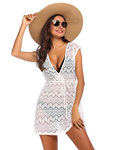 HOTOUCH Women's Swimsuit Beach Cover Up Lace Bikini Beachwear Sheer Bathing Suit Coverups