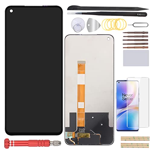 OCOLOR Screen Replacement for OnePlus Nord N200 5G DE2118 DE2117 LCD Display Repair Parts Touch Screen Digitizer Assembly with Tools + B7000 Glue (Black)