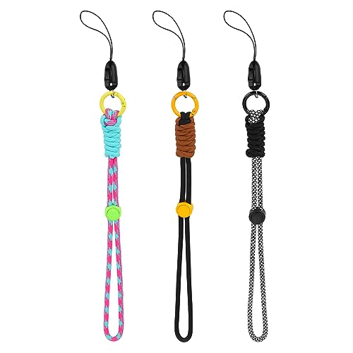 Amaxiu 3pcs Hand Wrist Strap Lanyard, Mixed Colored Nylon Wrist Lanyards, Adjustable Phone Wrist Straps, 10.2