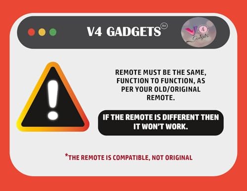 V4® Compatible Replacement Remote Control for VU LED TV (Please Match The Image with Your Old Remote) - Black 8 412Nrc07EIL
