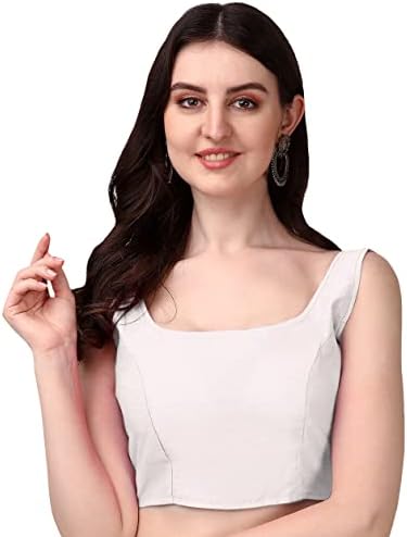 Pujia Mills Women's Deep Neck Silk Sleeveless Ready-Made Blouse