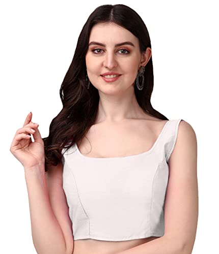 Image of Vihu Fashion Plain Sleeveless Pattern Readymade Blouse U Neck Choli