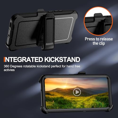 For Samsung Galaxy S22 plus Case with Belt Clip Holster:16FT Military Grade Drop Protection【Design Case+ Belt Clip Holster】Heavy Duty Shockproof Rugged with Screen Protector for S22 plus Black by Pilaru - Used condition - Image 4