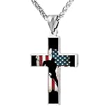 BlingDi Cool Design Hockey Player with Puck in Front of American Flag Zinc Alloy Religious Cross Pen