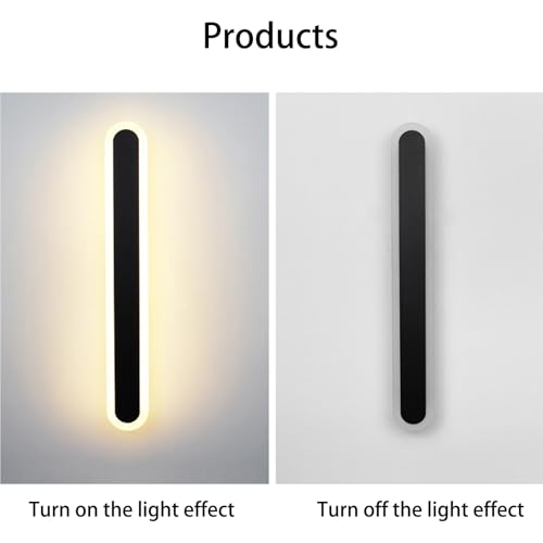 Luz de pared larga en aluminio negro con acabado minimalista de 3000K 3